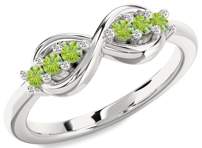 Peridot Platinum Infinity Round Ring
