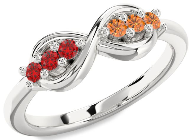 Ruby & Citrine Silver Infinity Round Promise Ring