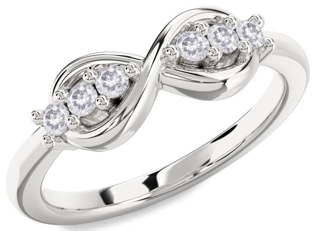 Salt & Pepper Diamond Silver Infinity Round Ring