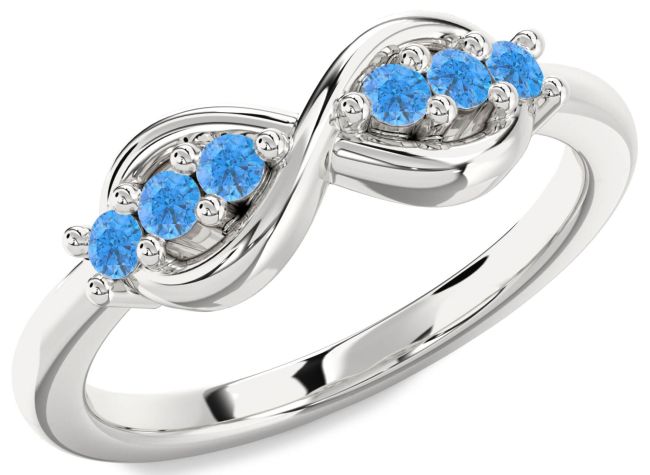 Swiss Blue Topaz Silver Infinity Round Ring