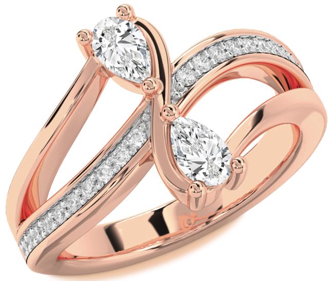 Diamond Rose Gold Pear Two Stone Ring