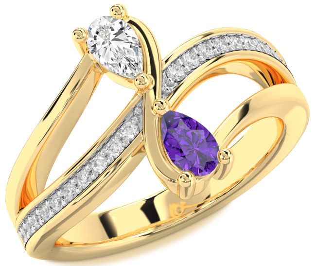 Diamond Gold Pear Two Stone Promise Ring