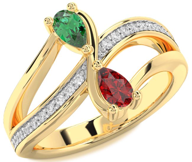 Diamond Gold Pear Two Stone Promise Ring