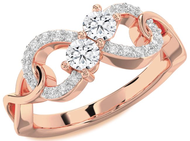 Diamond Rose Gold Infinity Round Two Stone Ring