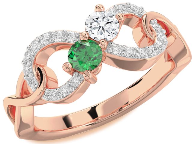 Diamond Rose Gold Infinity Round Two Stone Promise Ring