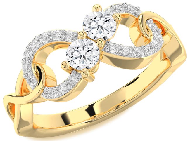 Lab Diamond Gold Infinity Round Two Stone Ring