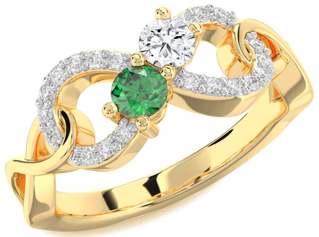 Diamond Gold Infinity Round Two Stone Promise Ring