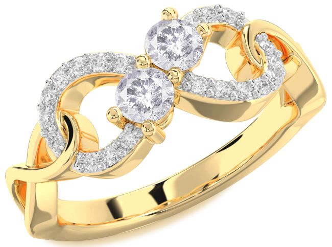 Salt & Pepper Diamond Gold Infinity Round Two Stone Ring