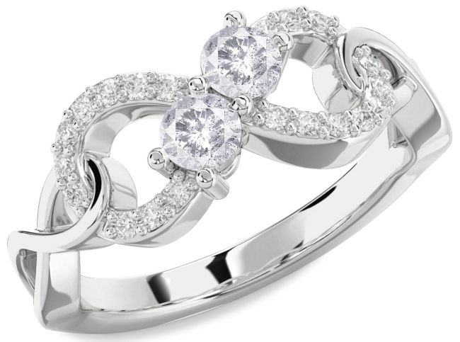Salt & Pepper Diamond White Gold Infinity Round Two Stone Ring