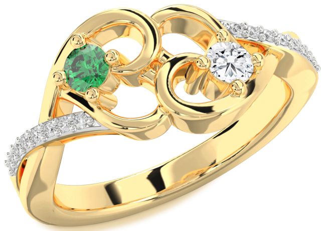 Diamond Gold Heart Two Stone Promise Ring