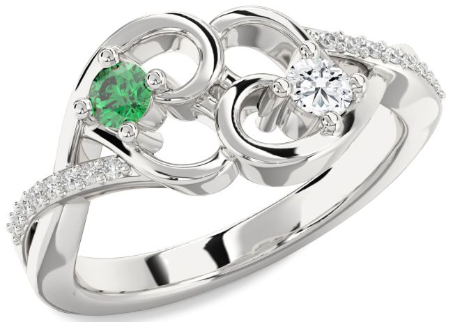 Diamond Platinum Heart Two Stone Promise Ring