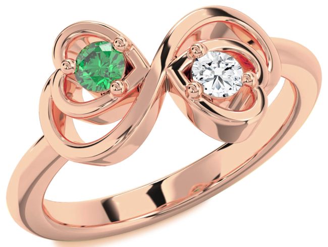 Rose Gold Infinity Heart Two Stone Promise Ring