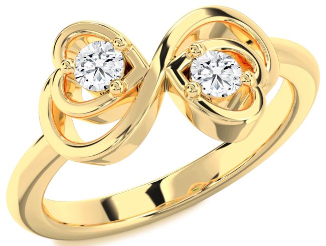 Lab Diamond Gold Infinity Heart Two Stone Ring