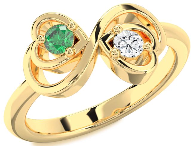 Gold Infinity Heart Two Stone Promise Ring