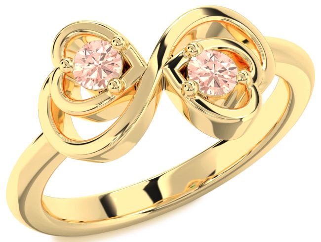 Morganite Gold Infinity Heart Two Stone Ring