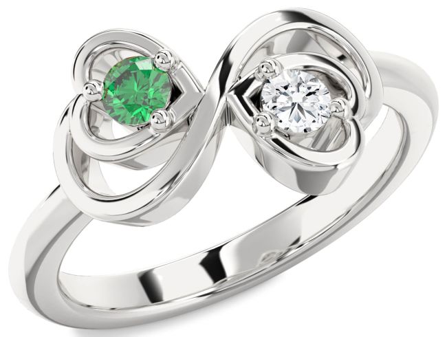 Platinum Infinity Heart Two Stone Promise Ring