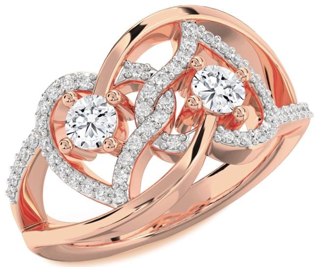 Diamond Rose Gold Heart Two Stone Ring