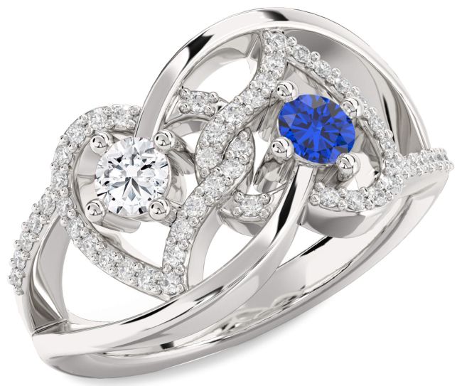 Diamond Platinum Heart Two Stone Promise Ring