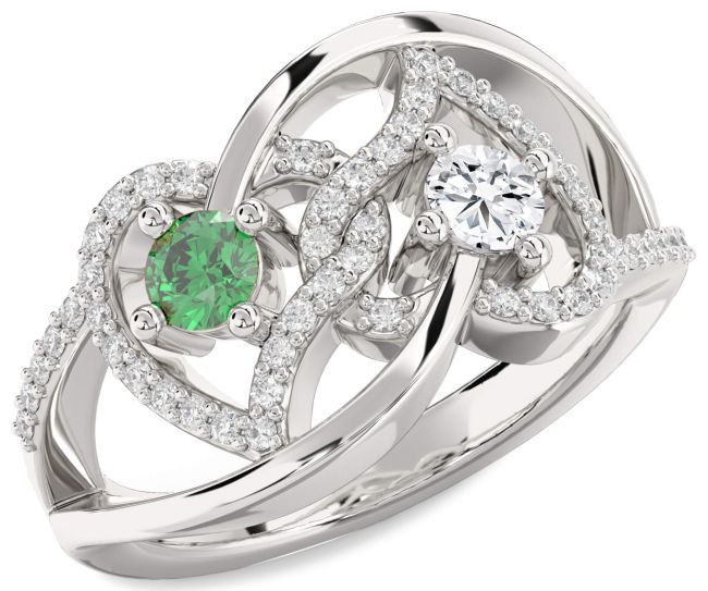 Diamond Platinum Heart Two Stone Promise Ring