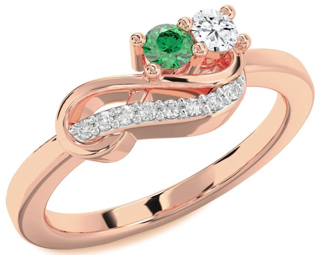 Diamond Rose Gold Infinity Round Two Stone Promise Ring