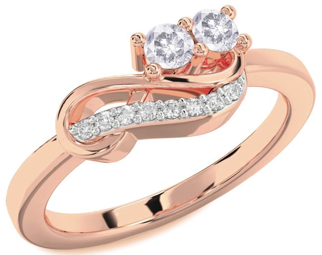 Salt & Pepper Diamond Rose Gold Infinity Round Two Stone Ring