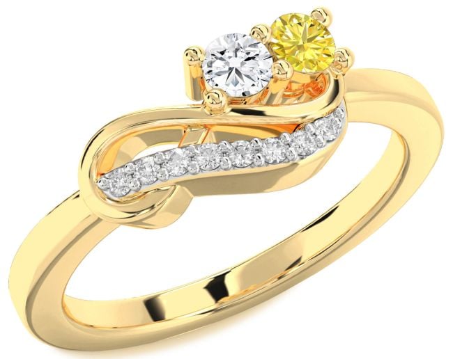 Diamond Gold Infinity Round Two Stone Promise Ring