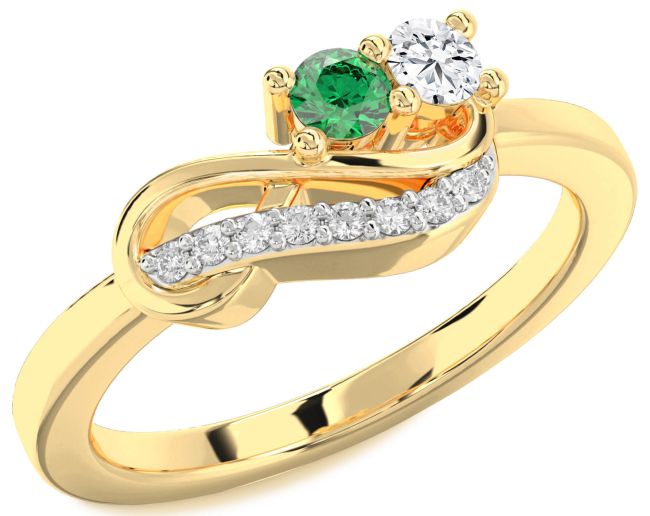 Diamond Gold Infinity Round Two Stone Promise Ring