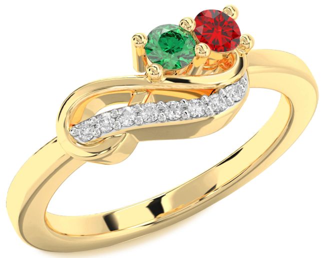 Diamond Gold Infinity Round Two Stone Promise Ring