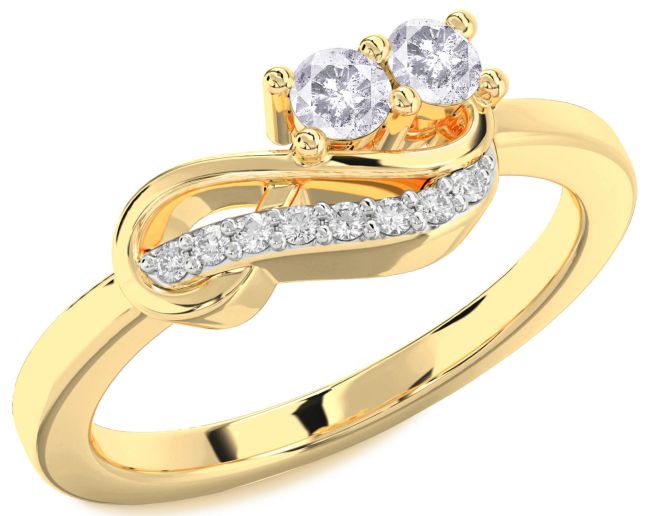 Salt & Pepper Diamond Gold Silver Infinity Round Two Stone Ring