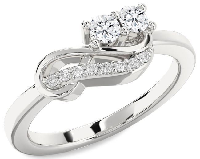 Lab Diamond Silver Infinity Round Two Stone Ring