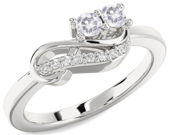 Salt & Pepper Diamond Platinum Infinity Round Two Stone Ring