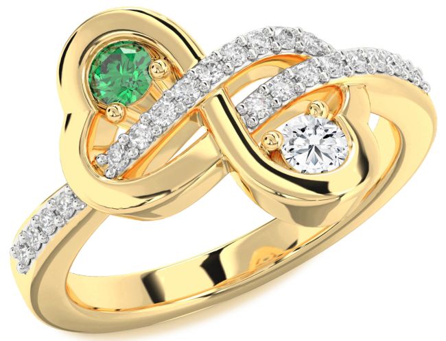Diamond Gold Infinity Heart Two Stone Promise Ring