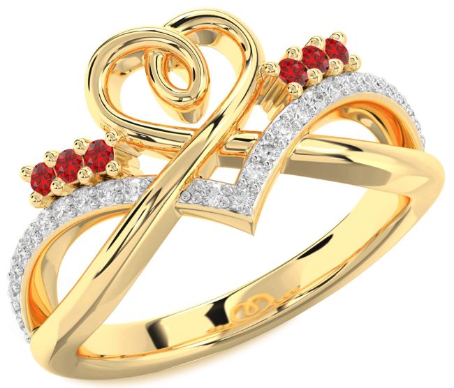 Diamond Ruby Gold Heart Ring