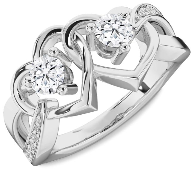 Lab Diamond Platinum Heart Two Stone Ring