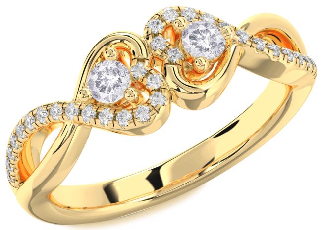 Salt & Pepper Diamond Gold Silver Heart Infinity Two Stone Ring