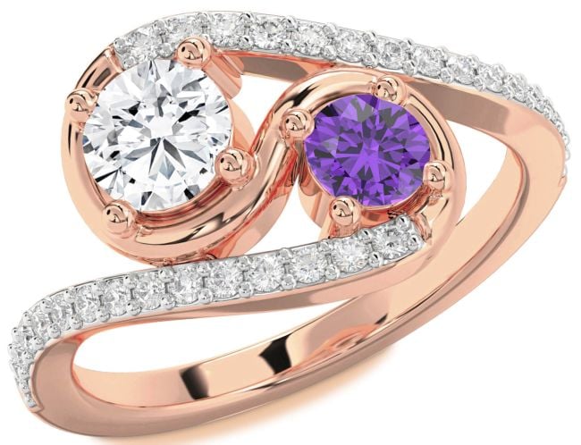 Diamond Rose Gold Round Two Stone Promise Ring