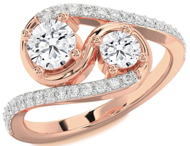 Diamond Rose Gold Round Two Stone Ring