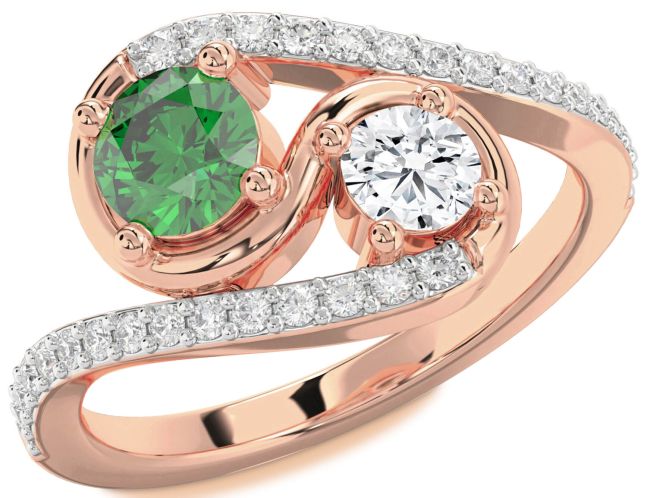 Diamond Rose Gold Round Two Stone Promise Ring