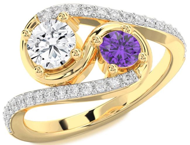 Diamond Gold Round Two Stone Promise Ring