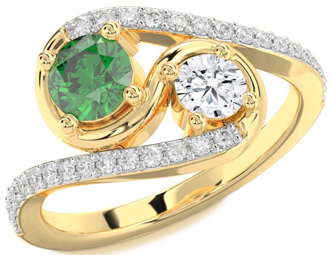 Diamond Gold Round Two Stone Promise Ring