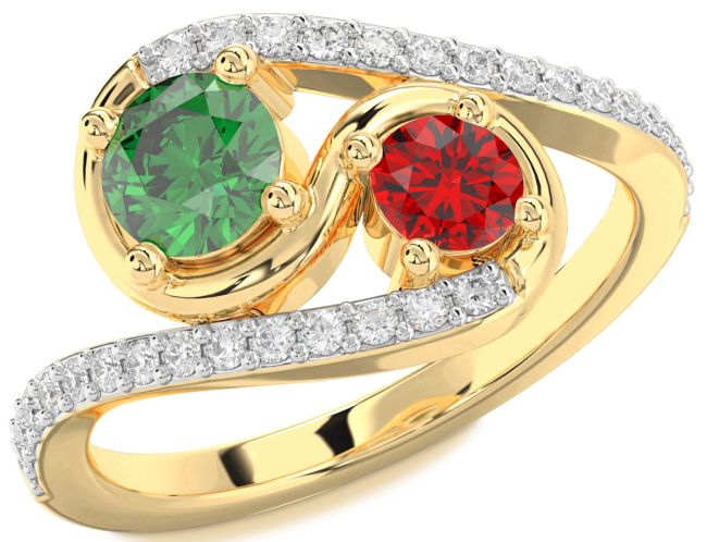 Diamond Gold Round Two Stone Promise Ring