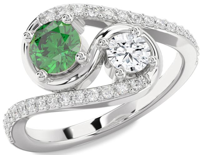 Diamond Silver Round Two Stone Promise Ring