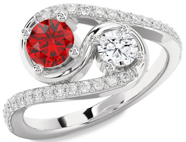 Diamond Silver Round Two Stone Promise Ring