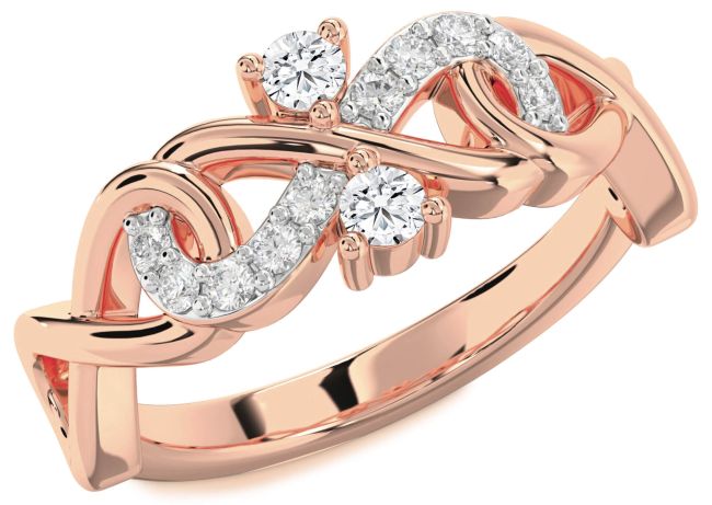 Lab Diamond Rose Gold Infinity Round Two Stone Ring