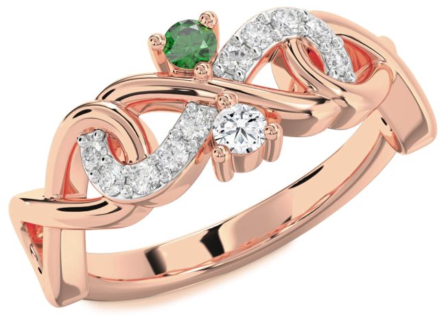 Diamond Rose Gold Infinity Round Two Stone Promise Ring