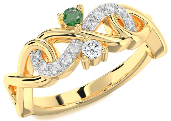 Diamond Gold Silver Infinity Round Two Stone Promise Ring