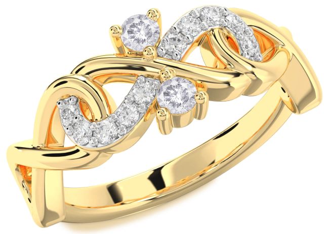 Salt & Pepper Diamond Gold Silver Infinity Round Two Stone Ring