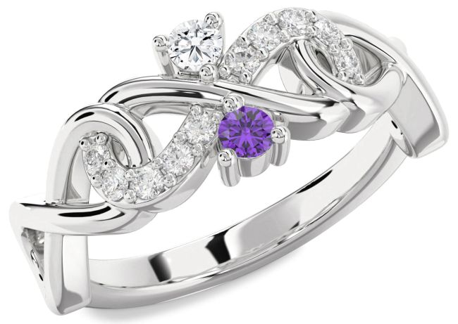 Diamond Silver Infinity Round Two Stone Promise Ring