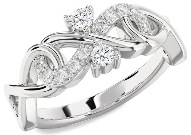 Diamond White Gold Infinity Round Two Stone Ring