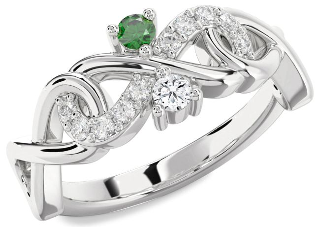 Diamond Silver Infinity Round Two Stone Promise Ring